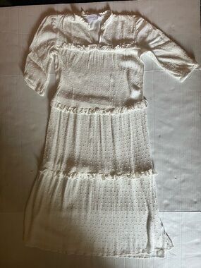 Painted Threads White Midi Dress